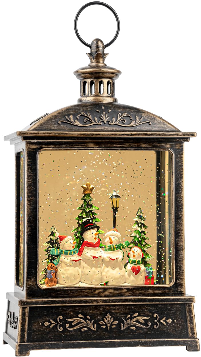 Christmas Snow Globe Swirling Glittering Nativity Scene with Music, USB Lined/Battery Operated Lighted Water Lantern for Christmas Festival Decoration Gifts