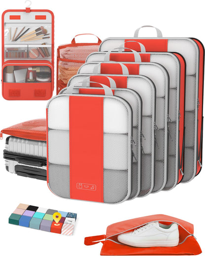 10 Set Compression Packing Cubes for Travel Essentials,Compressible Expandable Packing Cubes for Suitcase,OlarHike Luggage Organizer Bags for Travel,Handy Helper for Organizing Clothes(Black)