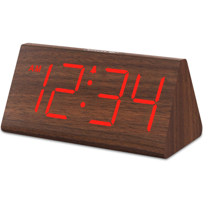 DreamSky Wooden Digital Alarm Clocks for Bedrooms - Electric Desk Clock with Large Numbers, USB Port, Battery Backup Alarm, Adjustable Volume, Dimmer, Snooze, DST, 12/24H, Wood Décor (White)