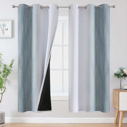 Estelar Textiler Beige and Greyish White Blackout Curtains for Living Room, Full Room Darkening Gradient Drapes for Bedroom, Thermal Insulated Ombre Grommet Curtains for Dining Room,52Wx84L,2 Panels