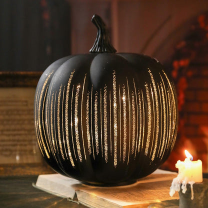 VCUTEKA Glass Pumpkin Lights, Lighted Pumpkins Halloween Decorations for Home, Pumpkin for Indoor Decor and Thanksgiving Centerpieces Tables Decor, Purple