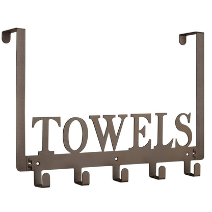 Over The Door Hooks - Towel Holder for Bathroom, Bedroom, Kitchen & Pool - Sandblasted Black Metal Wall Mount