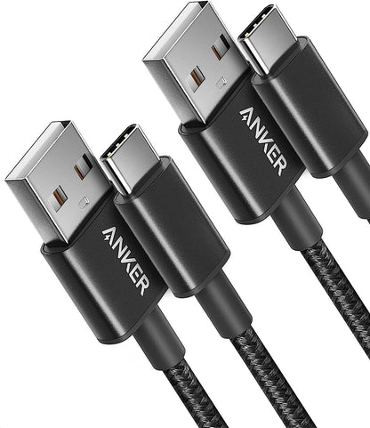 Anker Cable [2 Pack, 6FT], USB A to USB C Cable for Samsung Galaxy S10 S10+, LG V30, Beats Fit Pro and More (Black)