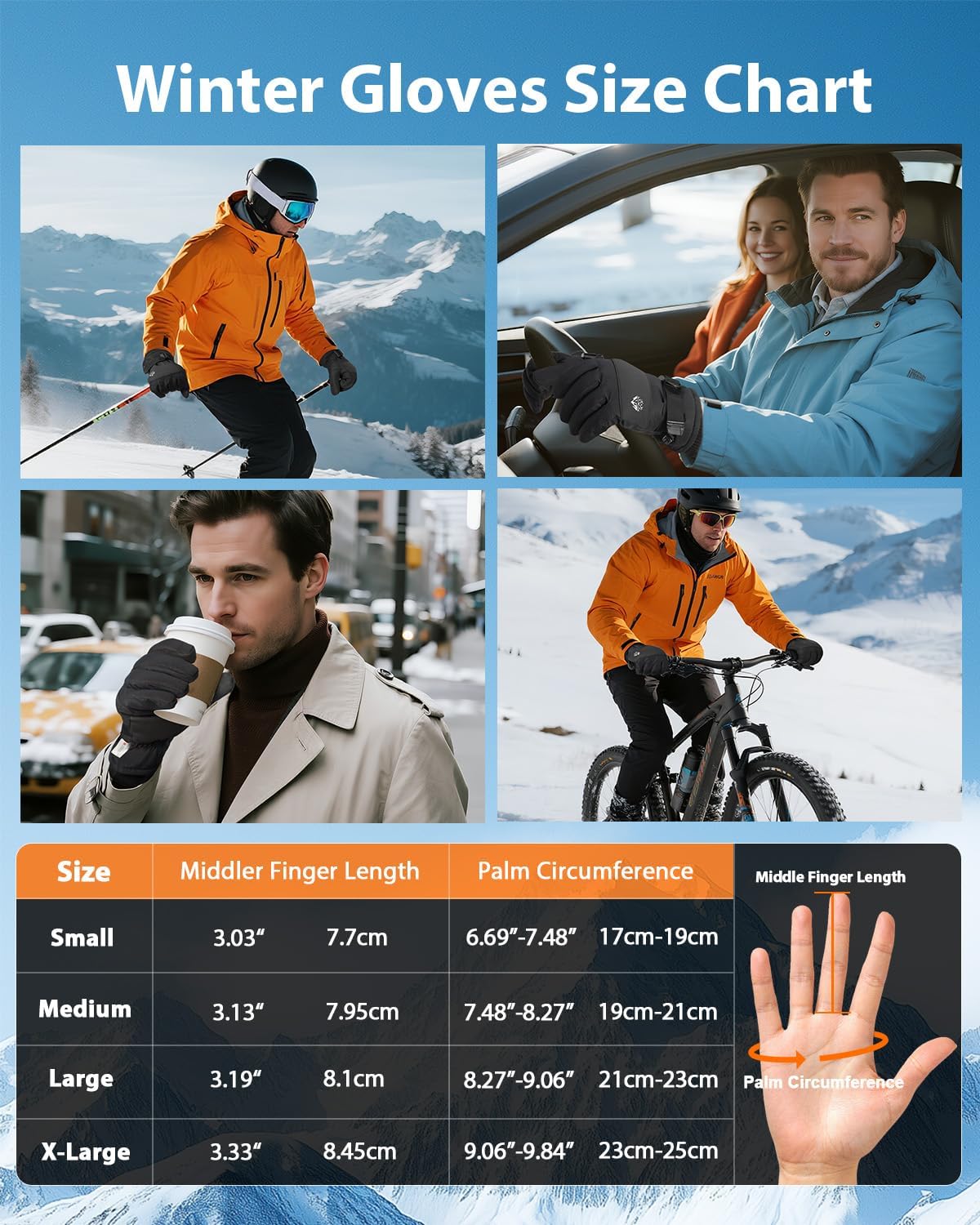 Pixel Panda Mens Winter Gloves Waterproof, Gloves for Cold Weather Extreme Women with 3M Thinsulate and Thick Plush Fleece