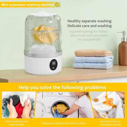 Underwear Washer, Portable Mini Washing Machine, 2025 Upgraded Mini Washings Machines, Rechargeable Cordless Washing-Machine, Laundry Cup for Bra, Underwear, Socks (white)