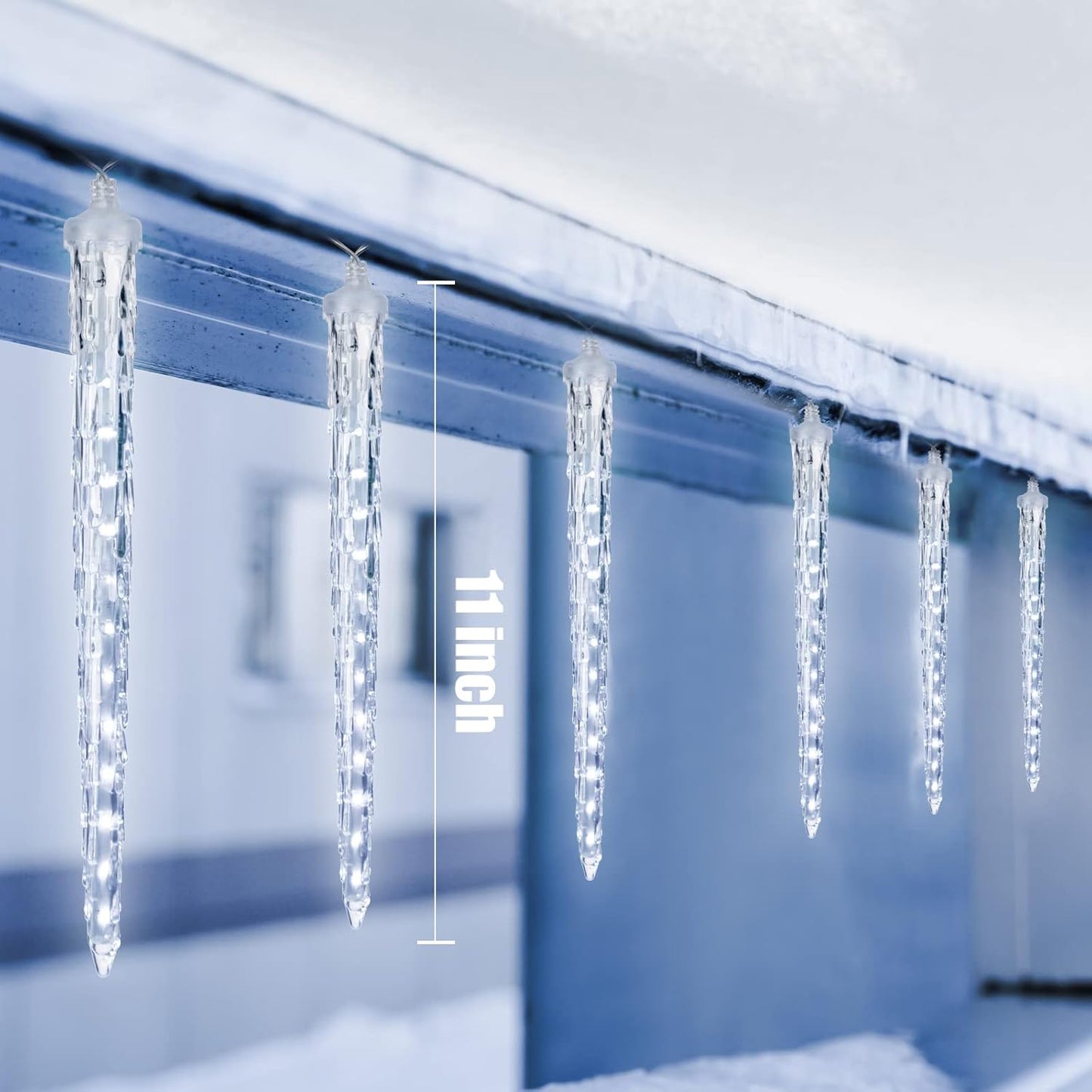 Brightown Christmas Icicle Lights Outdoor, 20ft Meteor Shower Lights with 20 Large Tube 480 LED Dropping Effect, Waterproof Icicle Indoor for Tree Patio Roof Holiday Decor, Cool White