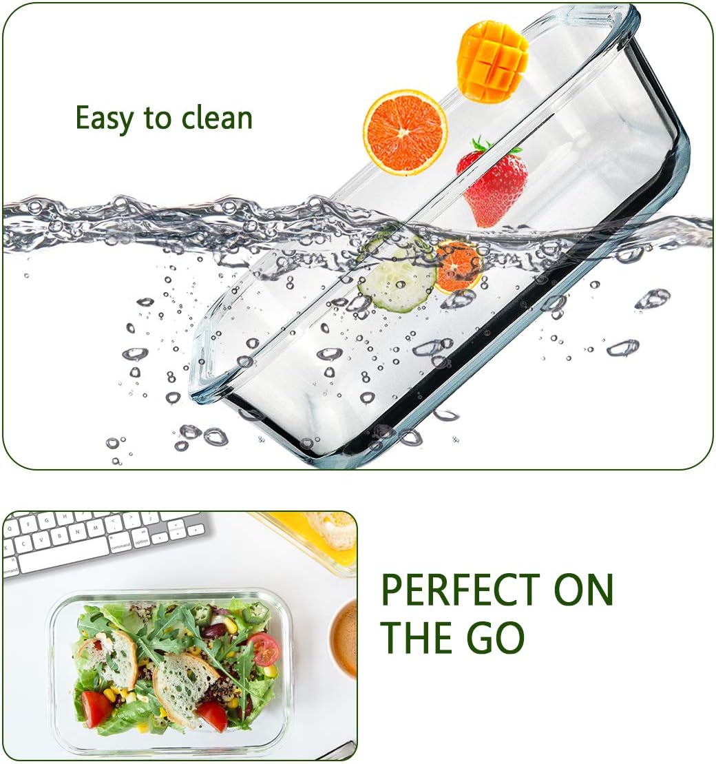 [8-Pack,30 oz]Glass Meal Prep Containers,Glass Food Storage Containers,Airtight lunch Containers with Lids, Microwave, Oven, Freezer and Dishwasher