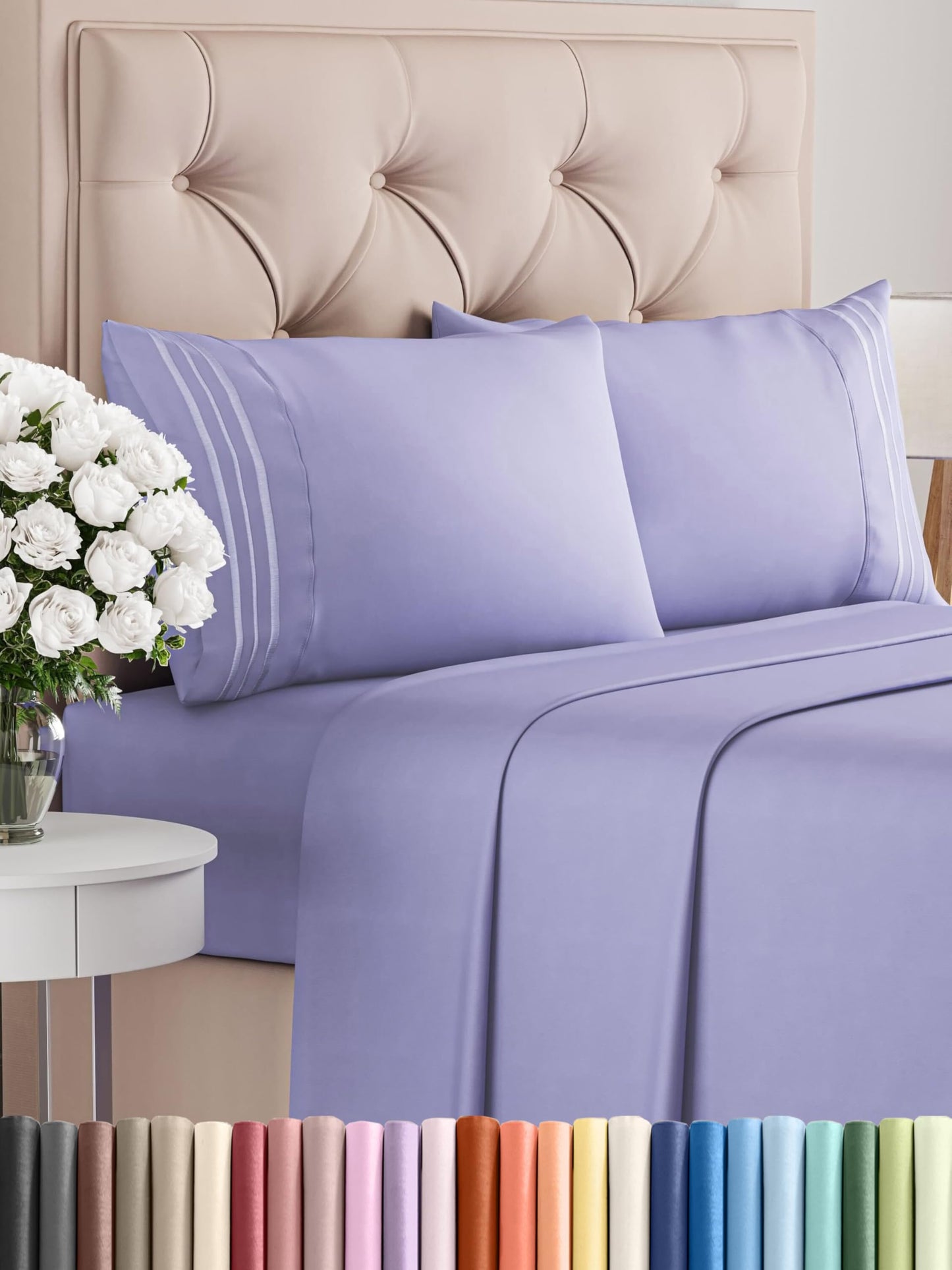 Queen Size 4 Piece Sheet Set - Comfy Breathable & Cooling Bed Sheets Set - Hotel Luxury Bedding for Women, Men, Kids, Teens, Boys & Girls - Deep Pockets, Ultra-Soft, Wrinkle Free - Oeko-Tex - Black