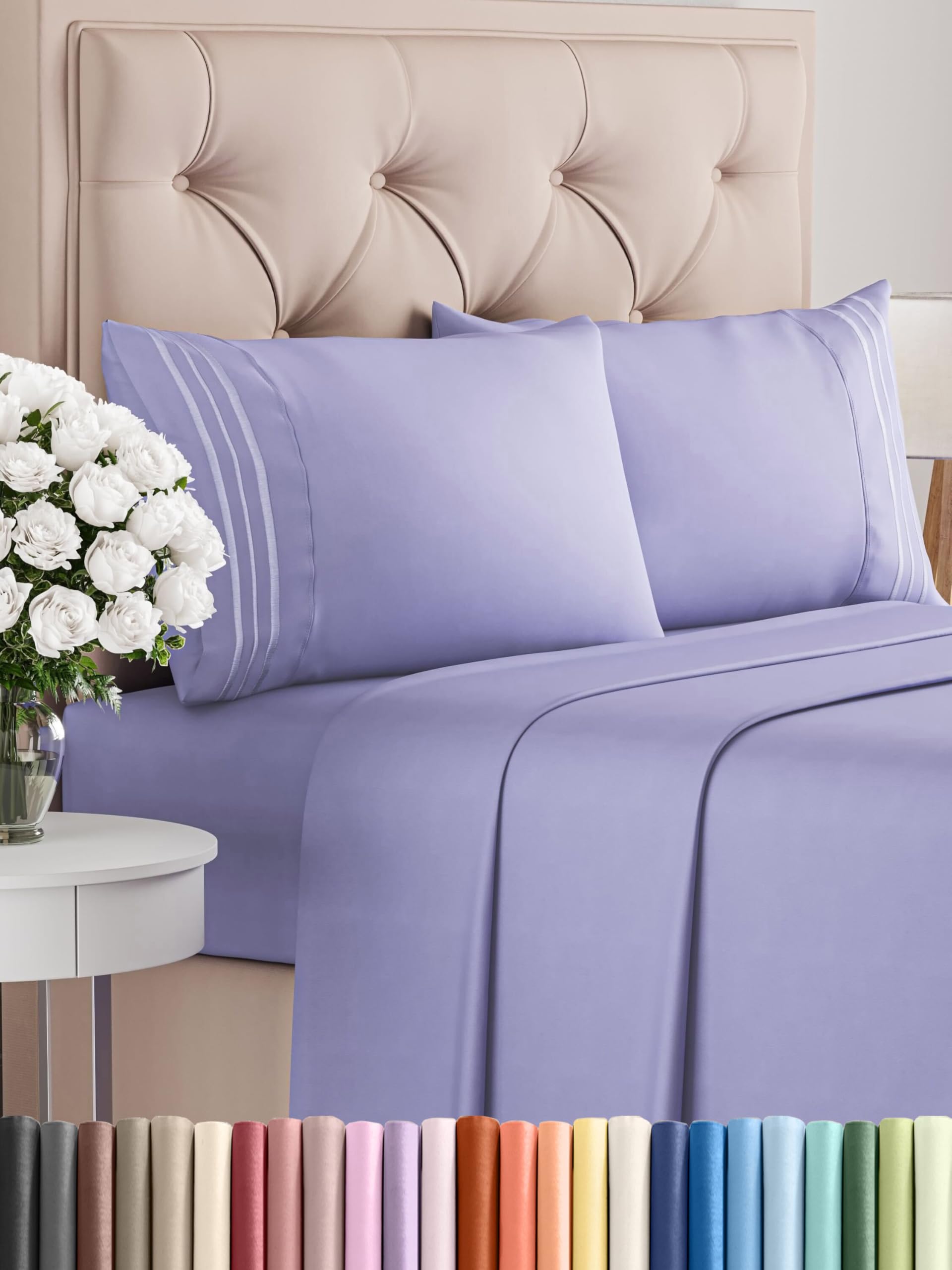 Queen Size 4 Piece Sheet Set - Comfy Breathable & Cooling Bed Sheets Set - Hotel Luxury Bedding for Women, Men, Kids, Teens, Boys & Girls - Deep Pockets, Ultra-Soft, Wrinkle Free - Oeko-Tex - Black