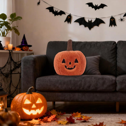 Halloween Pumpkin Plush Pillow Stuffed Toy for Kids - 11.8" Plush Pumpkin Shaped Throw Pillow, Soft Stuffed Fall Halloween Decor for Sofa Bed, Funny Thanksgiving
