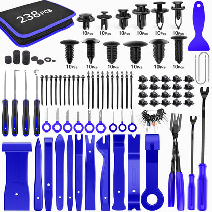GOOACC - GRC-33 240PCS Bumper Retainer Clips Car Plastic Rivets Fasteners Push Retainer Kit Most Popular Sizes Auto Push Pin Rivets Set -Door Trim Panel Fender Clips for GM Ford Toyota Honda Chrysler
