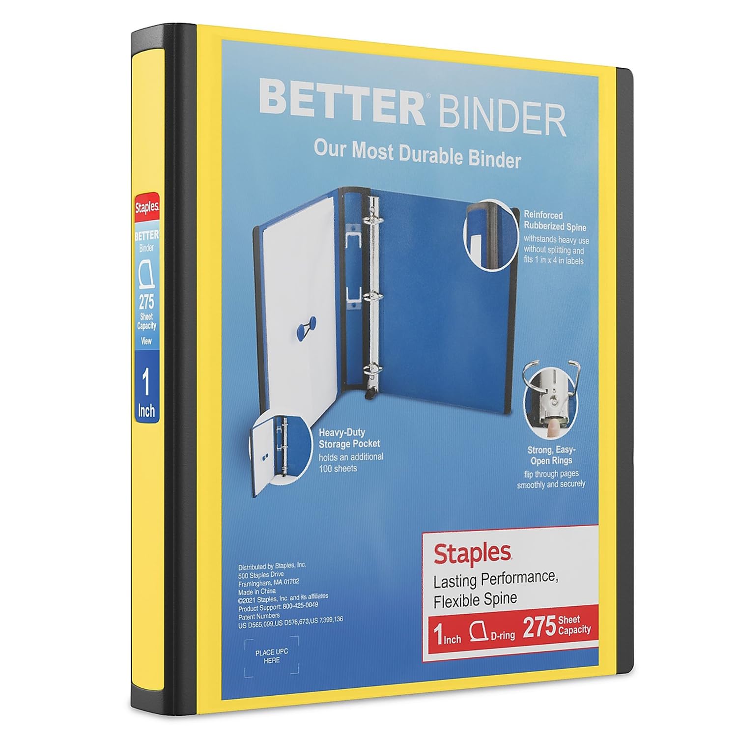 STAPLES 3 Inch BetterView Binder with D-Rings (Teal)