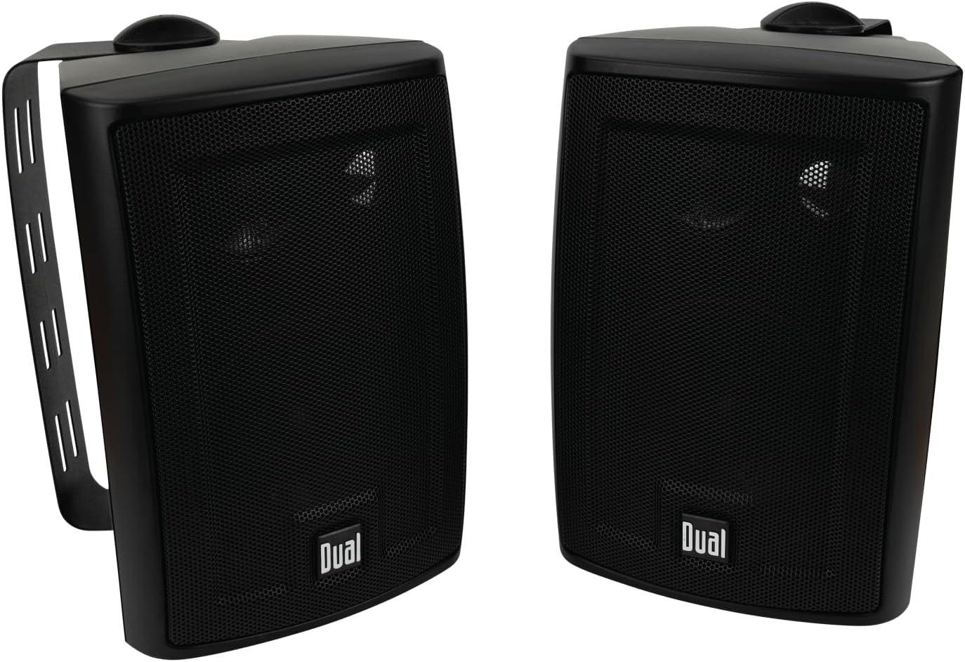 Dual Electronics LU43PB 4" 3-Way High Performance Outdoor Indoor Wired Speakers | Effortless Set Up | Home, Pool, Patio, Garage Use | Weather Resistant | Expansive Stereo Sound Coverage | Black