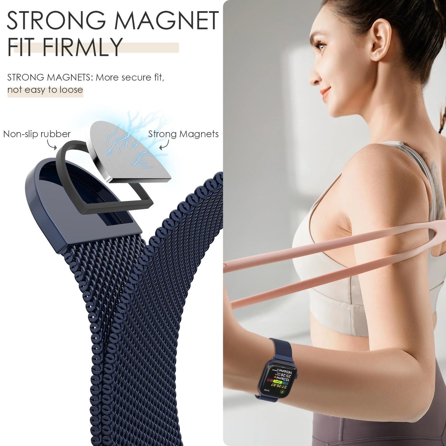 Original Milanese Loop Band Compatible with Apple Watch 38mm 40mm 41mm 42mm 44mm 45mm 46mm 49mm - Women & Men Magnetic Closure Adjustable Metal Strap for iWatch Series 11 10 9 8 7 6 5 4 SE2 3 Ultra2 3