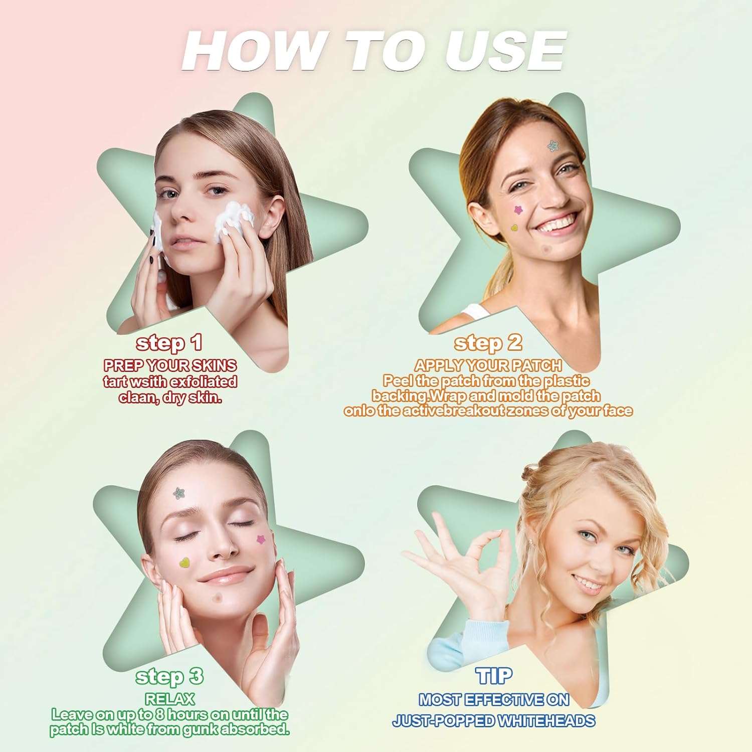 Star Pimple Patches for Face (400 Counts) Festival Beauty Party, Hydrocolloid Cute Acne Patches Cover Zits Blemishes, Zit Patches Spot Stickers Acid Tea Tree Oil,Zit Patches Pads for Skin Care