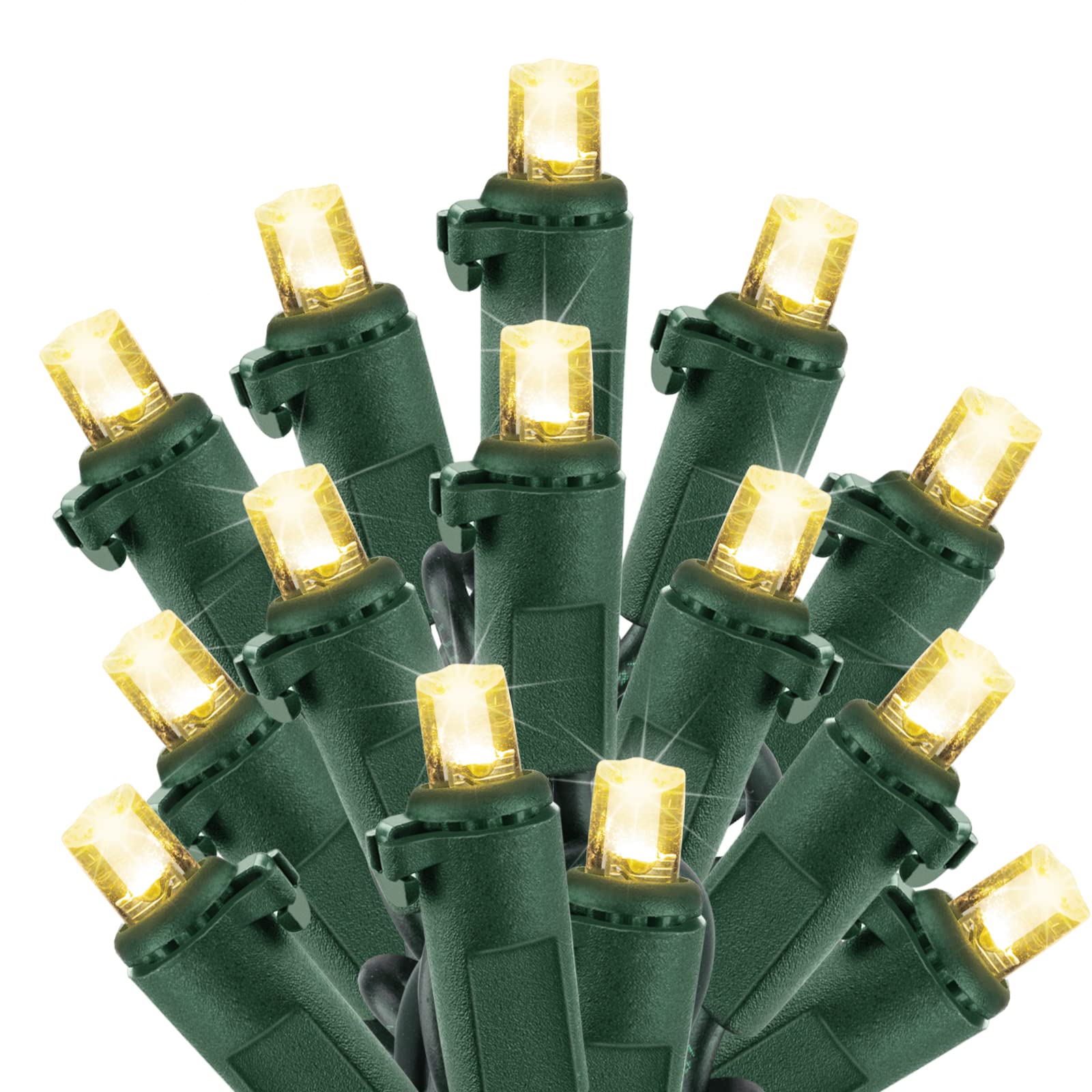 Minetom Clear Christmas String Lights 100 Count 25 Feet Incandescent Bulb Mini Lights for Indoor Xmas Tree Garland Birthday Wedding Party Festival Decoration, Green Wire