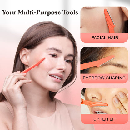 Kitsch Dermaplaning Tool - Face Razors for Women and Men, Eyebrow Trimmer and Face Shaver, Facial Hair Removal, Facial Razors for Women and Men, Dermaplane Razor - 12pc, Coral