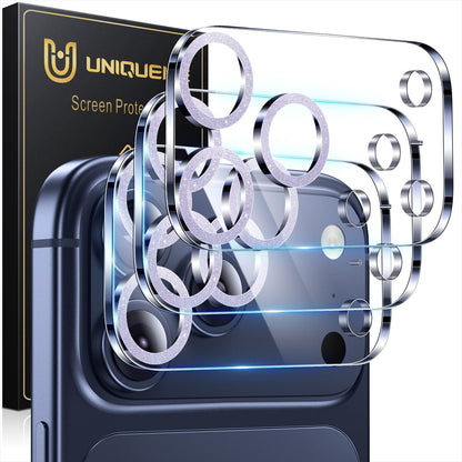 UniqueMe Compatible for 3 Pack iPhone 17 Pro Camera Lens Protector - [Drop Protection] 9H Tempered Glass Camera Cover Screen [Update New Version]【Not for 17 Pro Max】