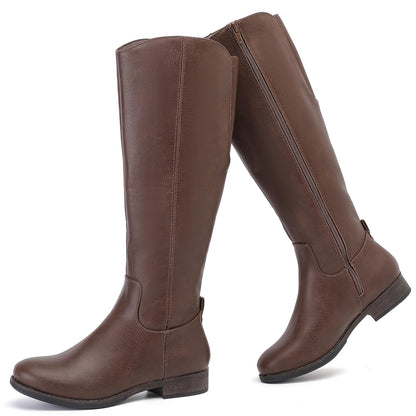 Women's Knee High Boots Stylish Comfort Round Toe Tall Riding Combat Boot Classic Fashion Fall Winter Boots for Women.