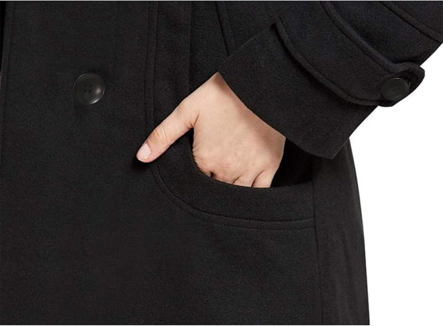 Tanming Women's Warm Double Breasted Wool Pea Coat Trench Coat Jacket with Hood