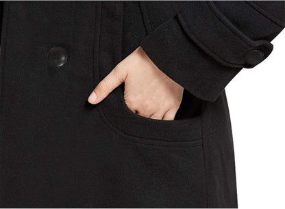Tanming Women's Warm Double Breasted Wool Pea Coat Trench Coat Jacket with Hood