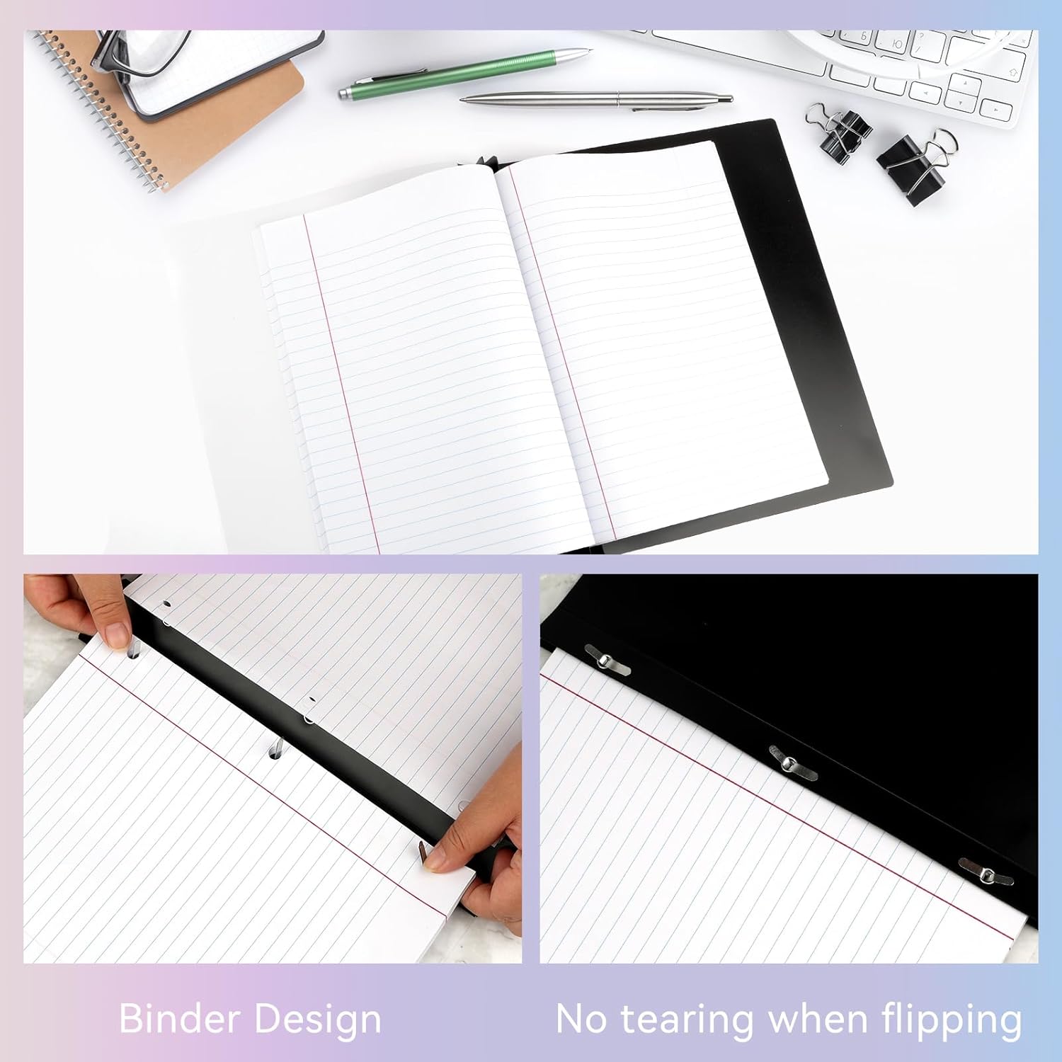 Loose Leaf Paper Wide Ruled Notebook Paper, 8" x 10.5" Lined Filler Paper for 3-Ring Binders, 3-Hole Punched Writing Paper-120 Sheets, White
