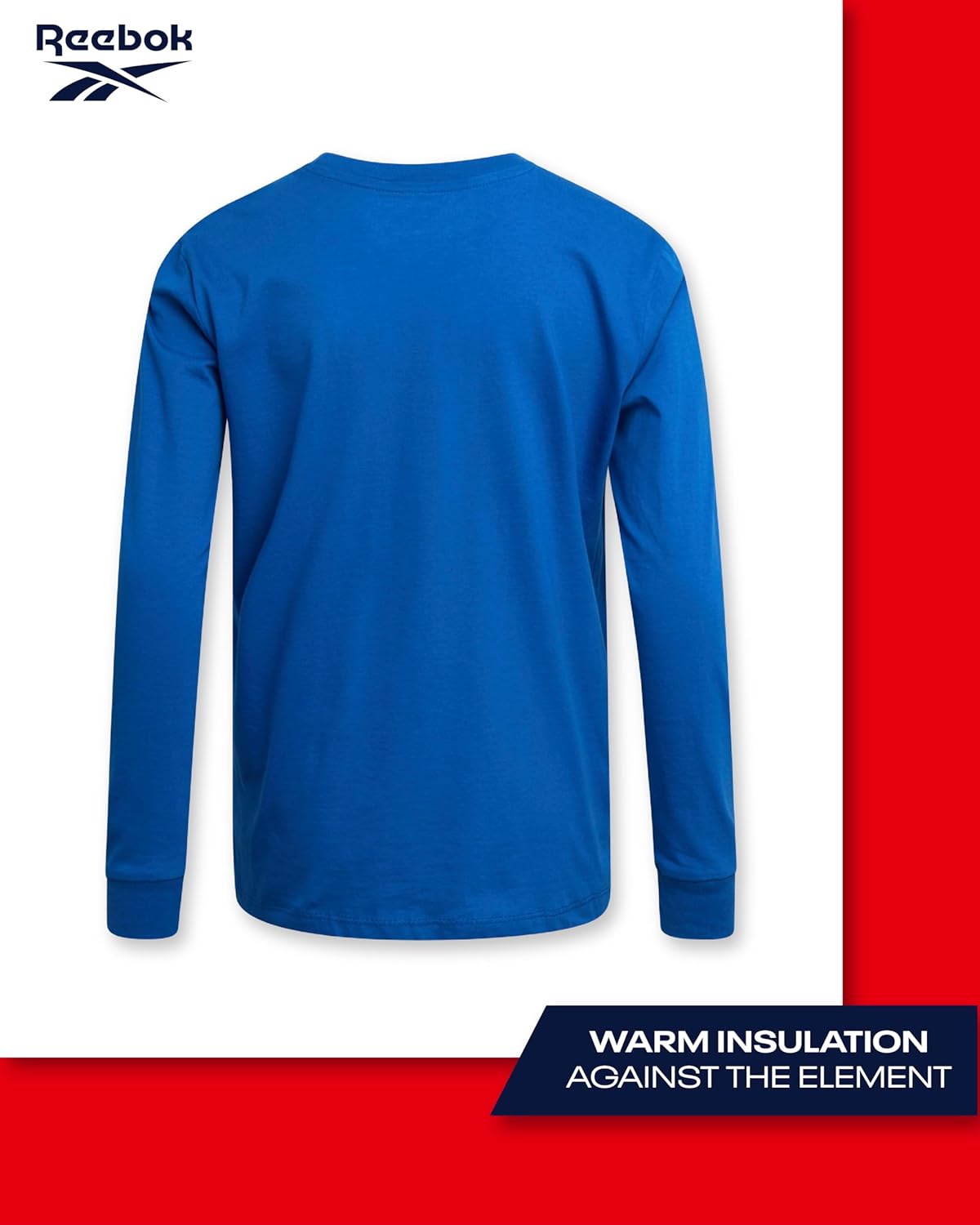 Reebok Boys' Athletic Long Sleeve T-Shirt - Cotton Blend Active Workout Gym and Running Top for Boys (Sizes: 8-14)