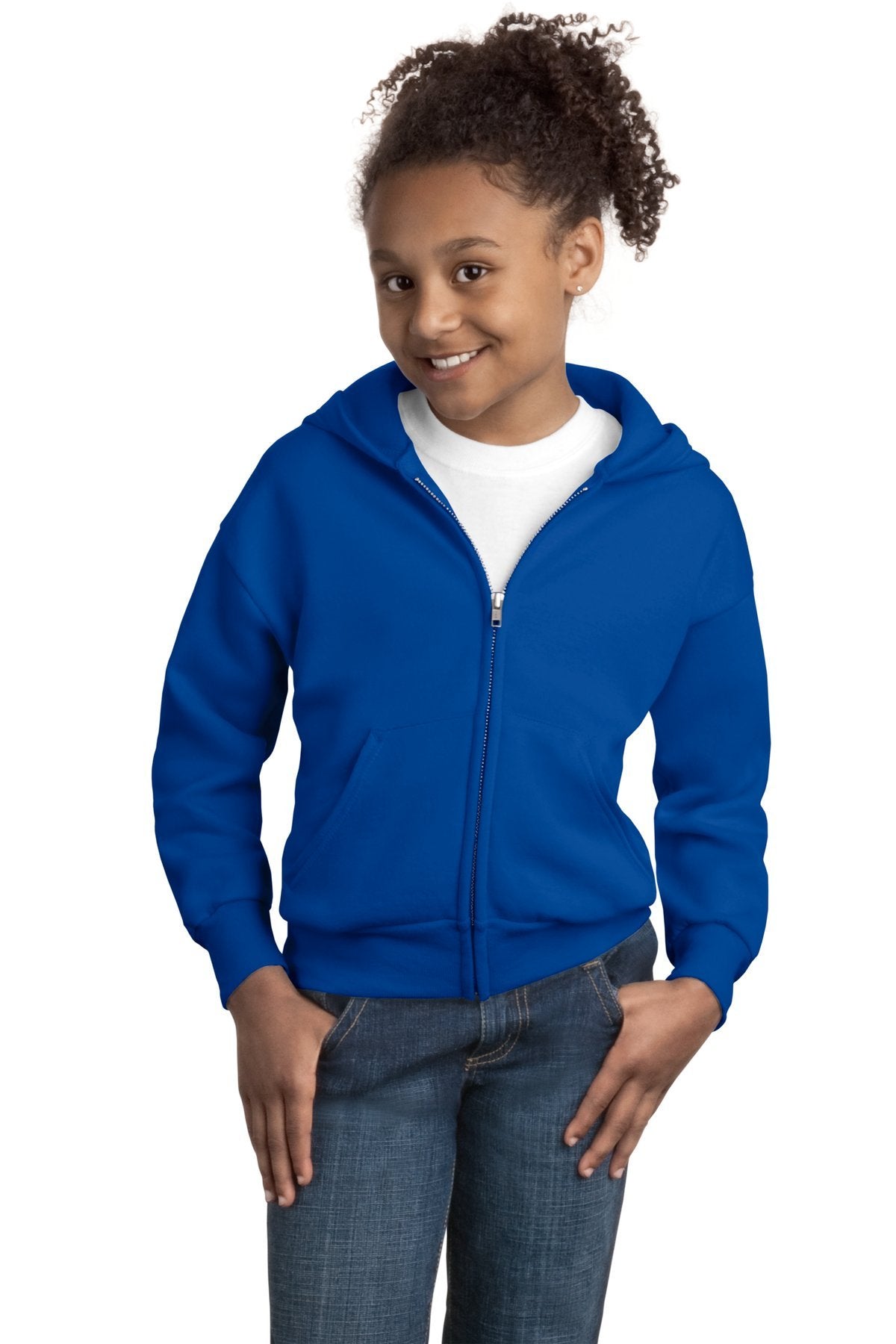 Hanes Boys' EcoSmart Full Zip Hooded Jacket, Navy, Large