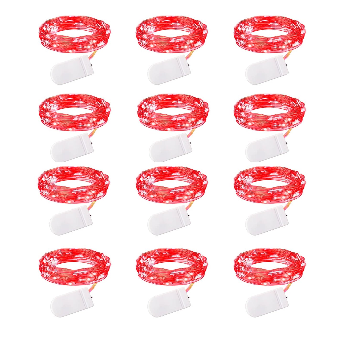 Brightown 12 Pack LED Fairy Lights Battery Operated String Lights - 7ft 20LED Waterproof Silver Wire Firefly Starry Moon Lights for DIY Crafts Wedding Table Centerpieces Party Bedroom Christmas