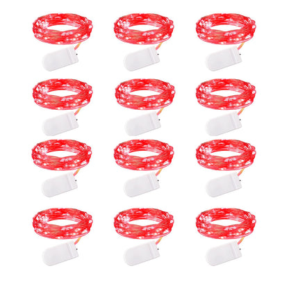 Brightown 12 Pack LED Fairy Lights Battery Operated String Lights - 7ft 20LED Waterproof Silver Wire Firefly Starry Moon Lights for DIY Crafts Wedding Table Centerpieces Party Bedroom Christmas