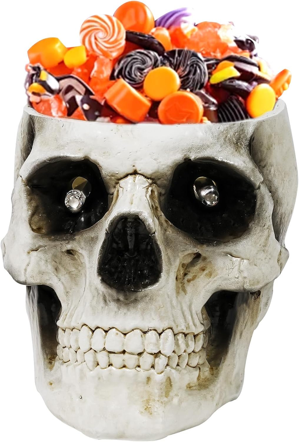 Halloween Skull Candy Dish, Resin Skull Statues, Resin Skull Head Bowl Decoration for Halloween Home Office Decor Candy Servers