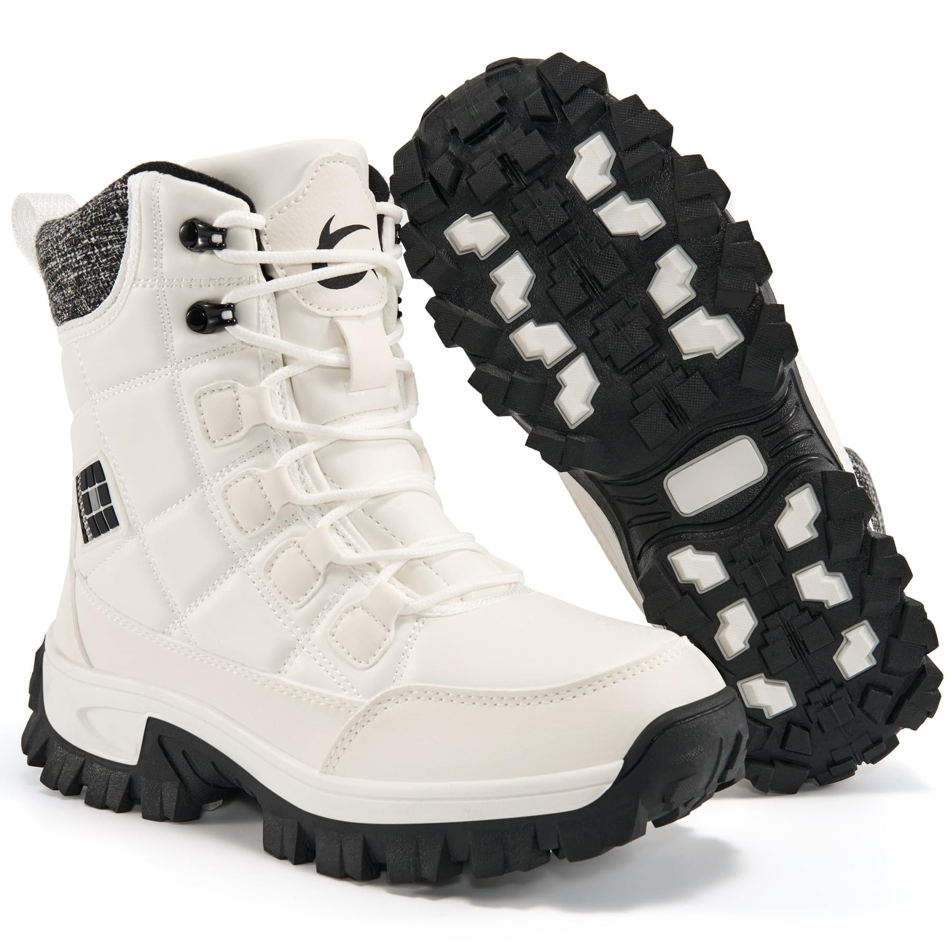 Aomigoct Winter Snow Boots for Women: Warm Fur Lined Waterproof Leather Ankle Booties for Outdoor Hiking Non Slip