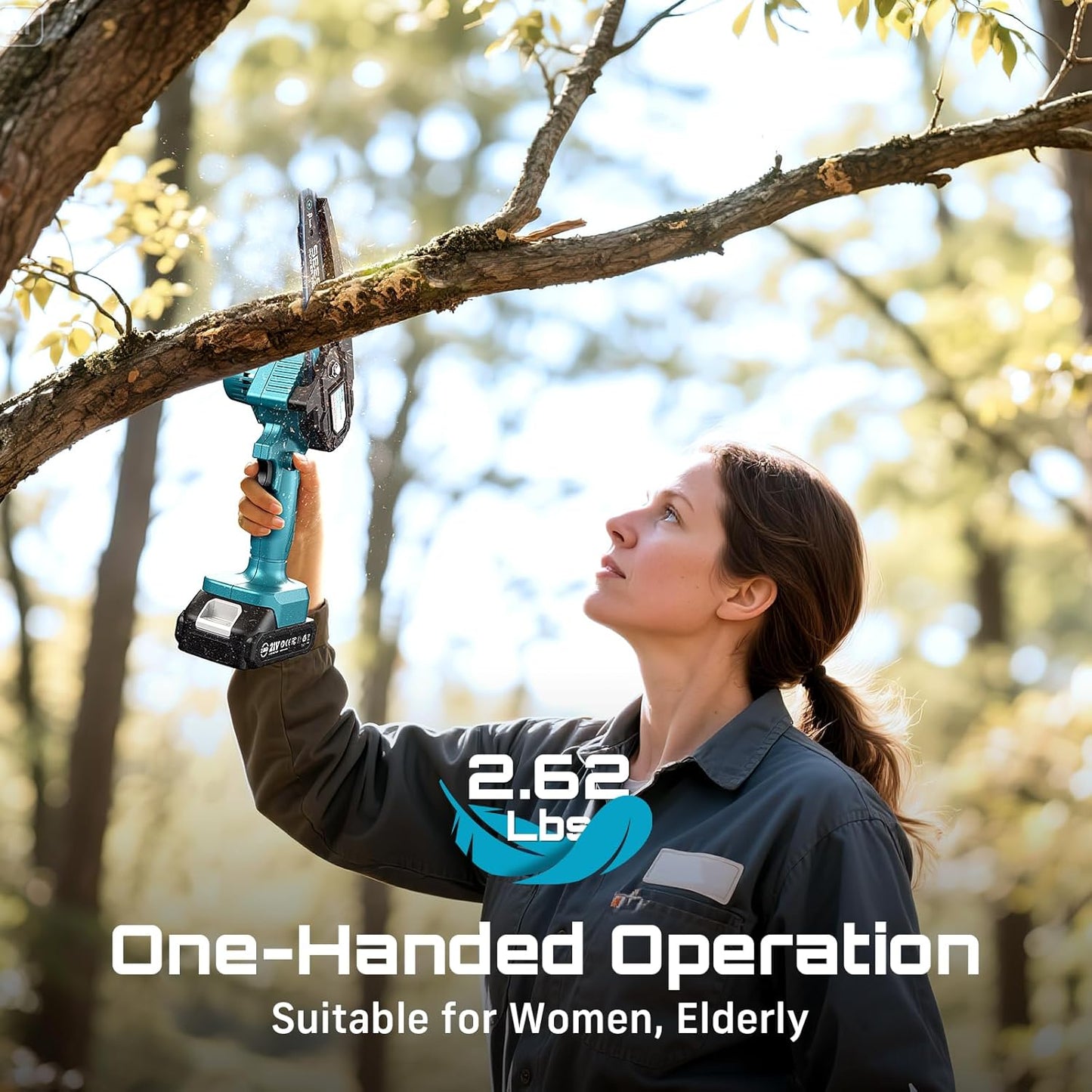 Seesii Mini Chainsaw, 6-inch Mini Chainsaw Cordless, Handheld Electric Power Chain Saw with 2 Batteries, for Tree Trimming Wood Cutting, Best Gifts for Father, Dad, Husband, Men