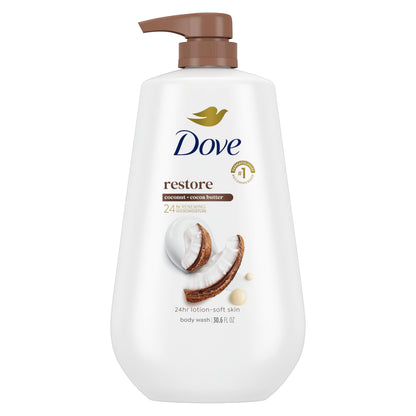 Dove Body Wash Deep Moisture for 24hr Lotion-Soft Skin Moisture Moisturizing Skin Cleanser with No Sulfates No Parabens 30.6 oz