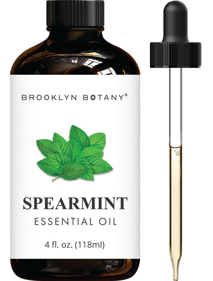 Brooklyn Botany Peppermint Essential Oil - Huge 4 Fl Oz - 100% Pure and Natural - Premium Grade with Dropper - for Aromatherapy and Diffuser