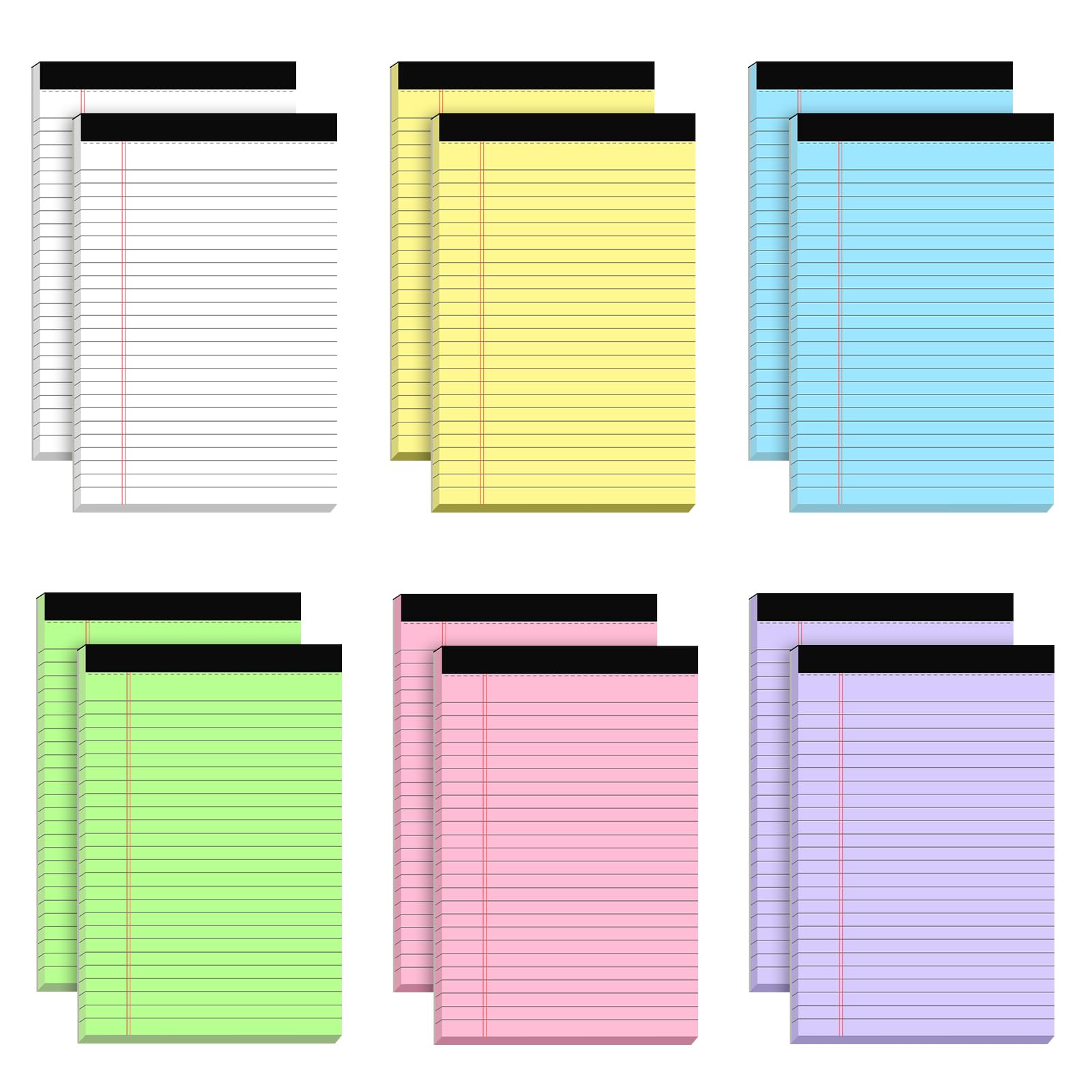 5pcs Colored Note Pads 5x8 College Ruled Small Legal Pads Paper Notepads 5 Pack Study Back Writing Pads 5 x 8 Paper Pads Perforated Narrow Ruled Pads of Paper