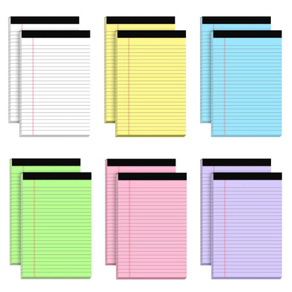 5pcs Colored Note Pads 5x8 College Ruled Small Legal Pads Paper Notepads 5 Pack Study Back Writing Pads 5 x 8 Paper Pads Perforated Narrow Ruled Pads of Paper