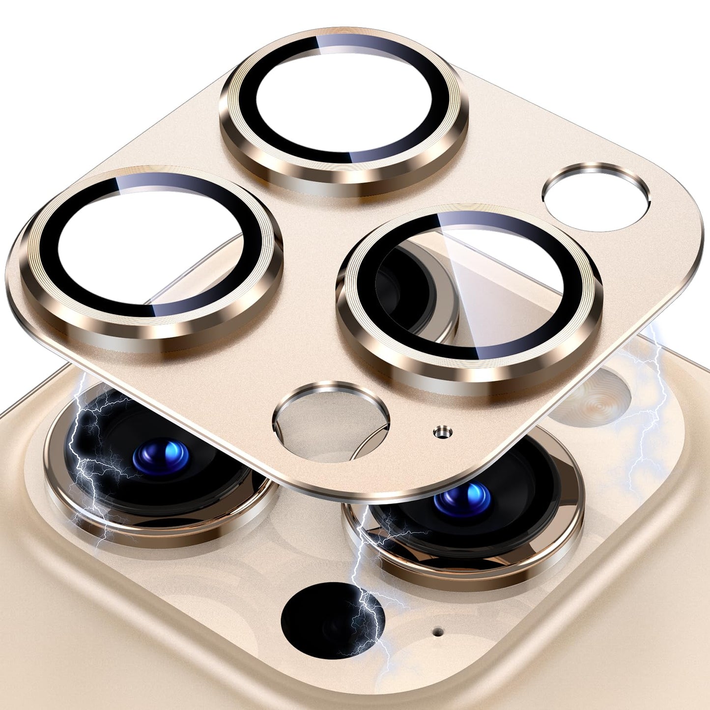 Uyiton Compatible with iPhone 17 Pro Max Camera Lens Protector - [Not Easy to Break][Strong Adsorption][Case-Friendly] Metal Tempered Glass Rear Camera Screen Cover - Deep Blue