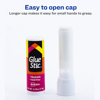 Avery Glue Stick White, Washable, Nontoxic, 0.26 oz. Permanent Glue Stic, 6pk (98095)
