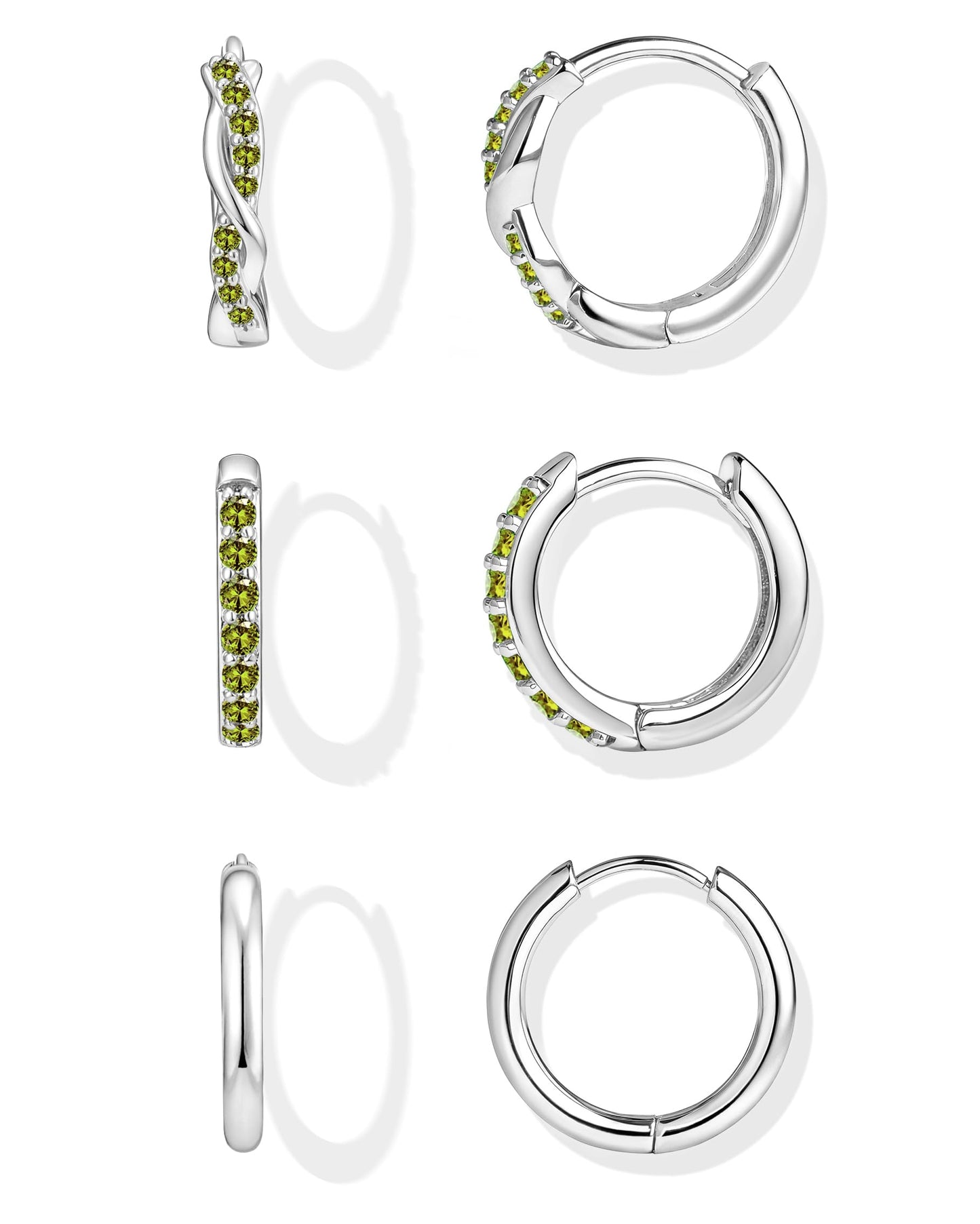 Inerney Gold Huggie Hoop Earrings Set for Women, Dainty Small Sterling Silver Earring Stacks Hypoallergenic Jewelry for Multiple Piercings, Trendy Twisted Cute Cartilage Hoops Birthstone Gift 3 Pairs