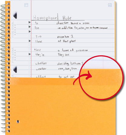 Five Star Spiral Notebook + Study App, 6 Pack, 1 Subject, Wide Ruled Paper, 8" x 10-1/2", 100 Sheets, Fights Ink Bleed, Water Resistant Cover, Assorted Colors (38042)