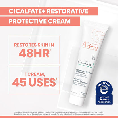 Avène Cicalfate+ Restorative Protective Cream, postbiotic skincare for sensitive skin, helps restore skin barrier, face and body, safe for infants, children and adults