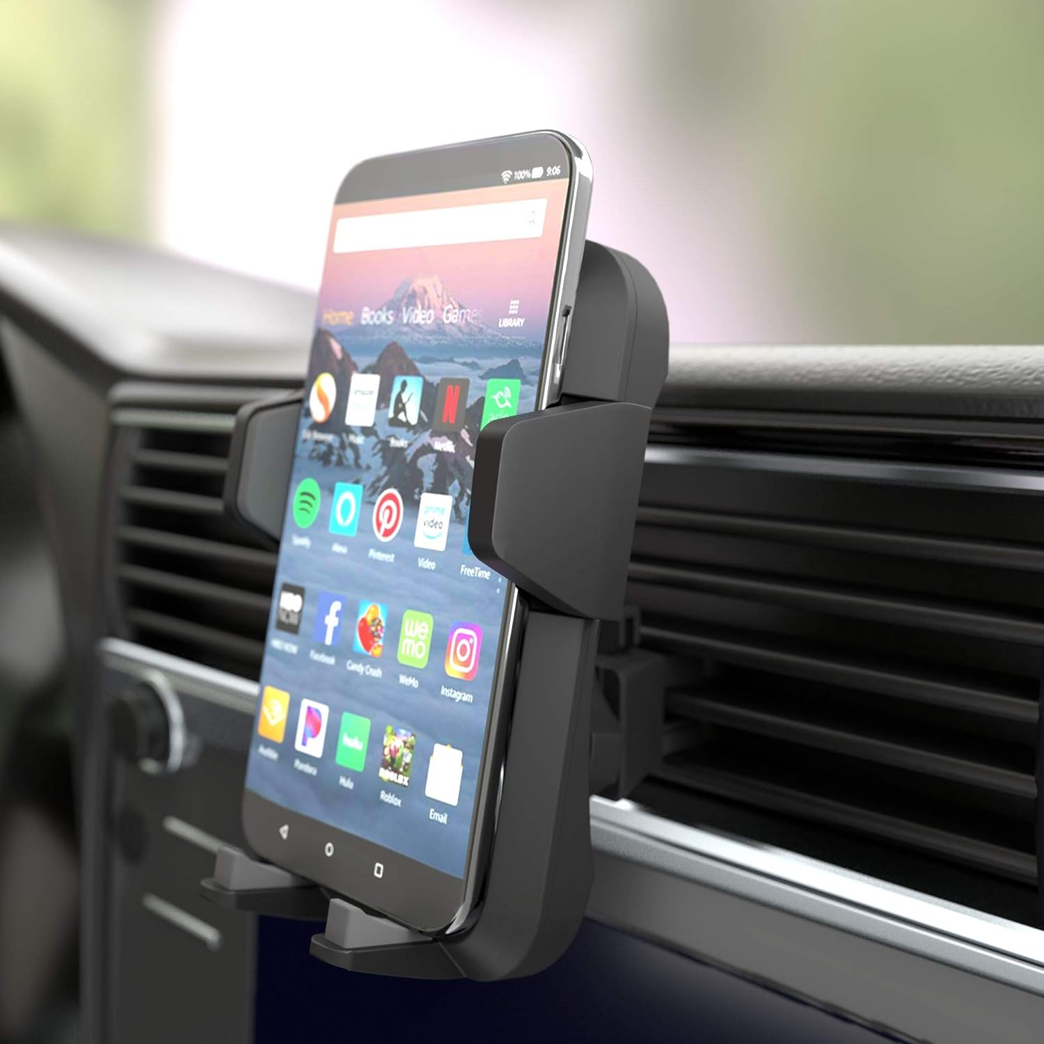 Amazon Basics Universal Portable Smartphone Holder for Car, Easy to Install Air Vent Mount, Adjustable and Secure, Grey