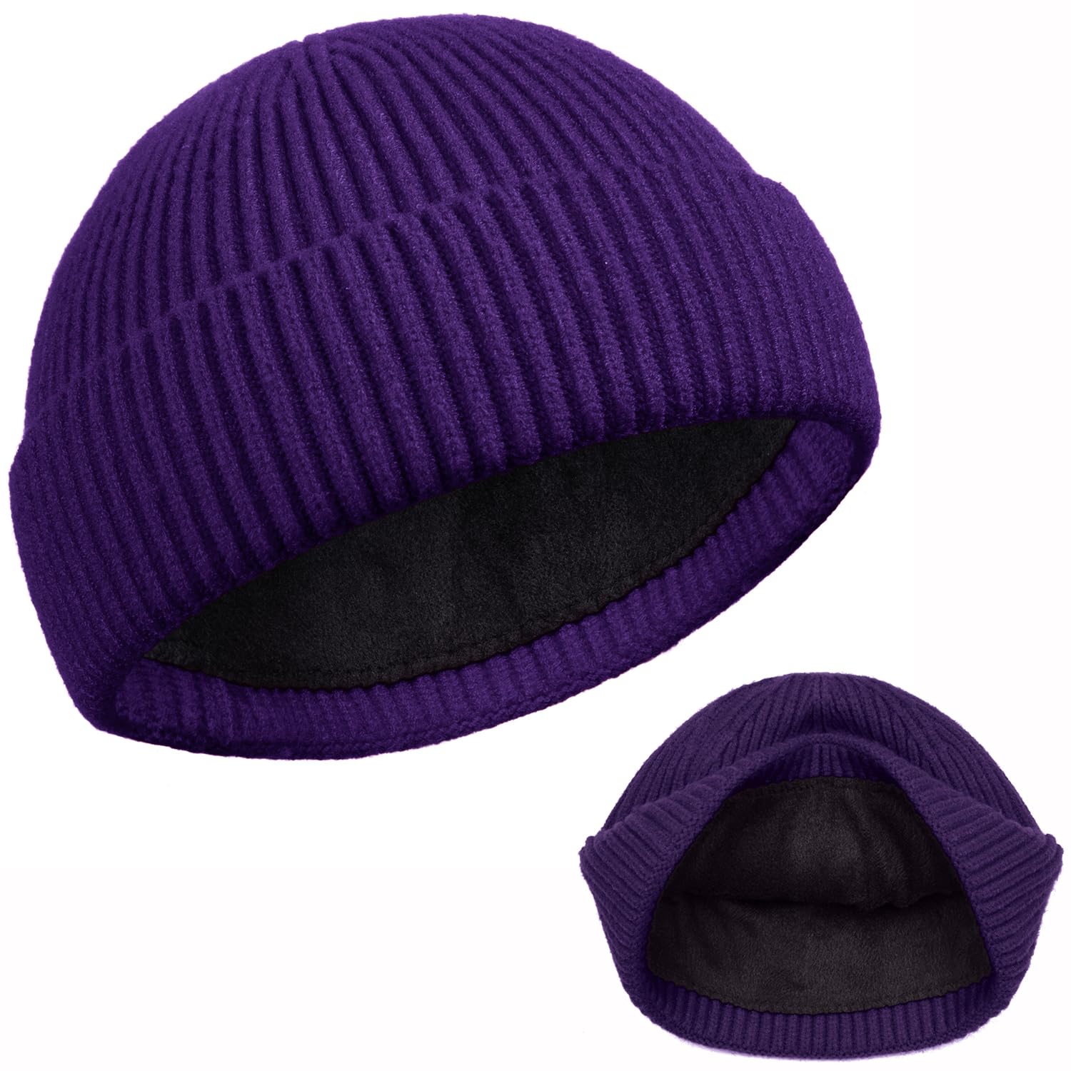 ROYBENS Swag Wool Knit Cuff Short Fisherman Beanie for Men Women, Winter Warm Hats