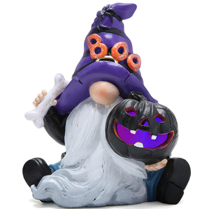 Hodao 3pcs Halloween Gnomes Decorations Handmade Scandinavian Gnome Figurines with Black Wing Boo Halloween Gnomes Figurines Decor Pumpkin Office Table Decorations Gifts