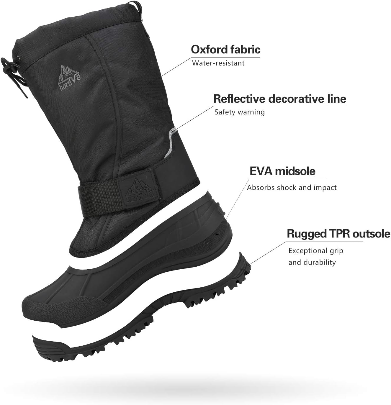 NORTIV 8 Men's Waterproof Winter Snow Boots Insulated Fur Liner Lightweight Outdoor Tall Boots