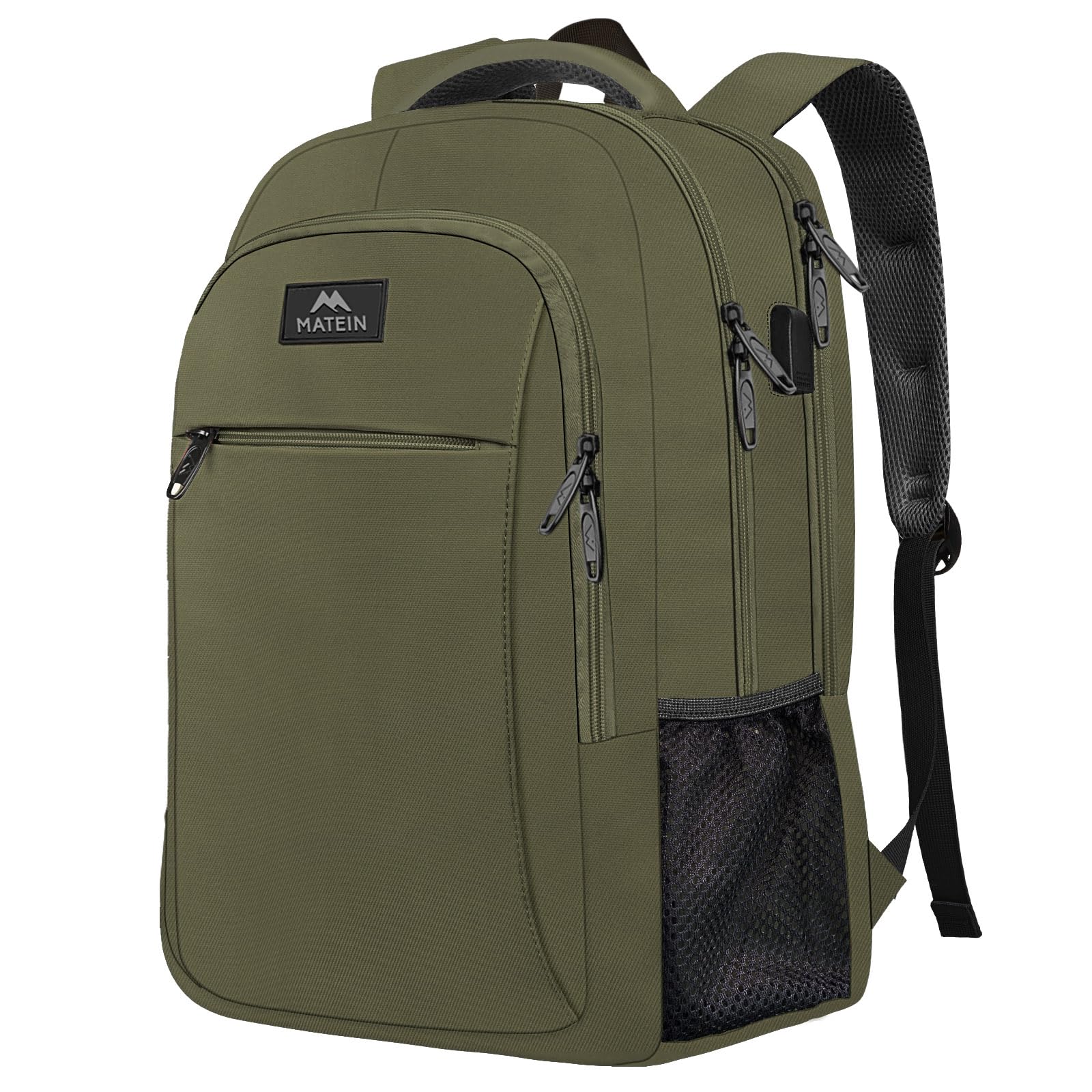 MATEIN Travel Laptop Backpack, Business Anti Theft Slim Sturdy Laptops Backpack with USB Charging Port, Water Resistant College School Computer Bag Gift for Men & Women Fits 15.6 Inch Notebook, Grey