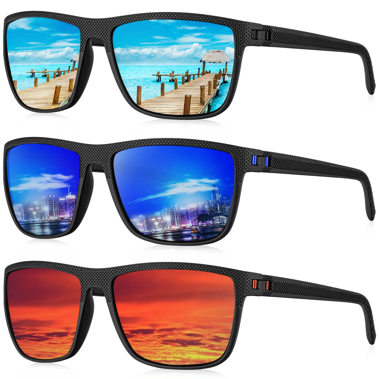 KALIYADI Polarized Sunglasses for Men, Lightweight Sun Glasses with UV Protection for Driving Fishing Golf