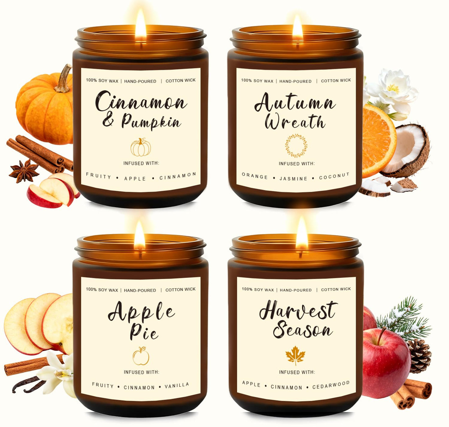 6 Pack Christmas Candles Set, Christmas Candles for Home Scented, Winter Holiday, Natural Soy Wax Jar Aromatherapy Candle Gifts Stocking Stuffers for Women Men Adult