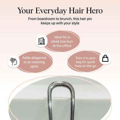 Kitsch Metal French Hair Pin for Women - Elegant Hair Accessories, Ideal for Buns & French Twist, Designed for a Secure, Comfortable Fit | Ideal Gifts for Women - Hematite